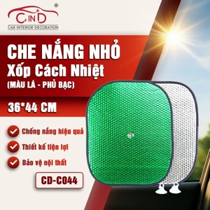 Combo 2 Tấm Che Nắng Ô Tô Xốp Cách Nhiệt Tròn Nhỏ Màu Lá Phủ Bạc CIND CD-C044 (36x44cm)