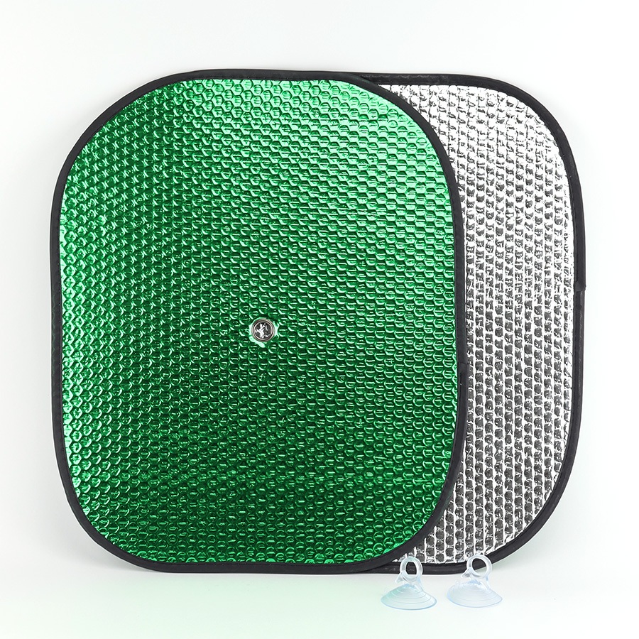 Combo 2 Tấm Che Nắng Ô Tô Xốp Cách Nhiệt Tròn Nhỏ Màu Lá Phủ Bạc CIND CD-C044 (36x44cm)