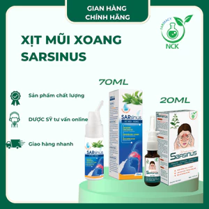 Xịt Mũi Họng Xuyên Tâm Liên Sarsinus Soothing - Sạch Mũi, Thông Thoáng Mũi, Loại Bỏ Bụi Bẩn (70ml)