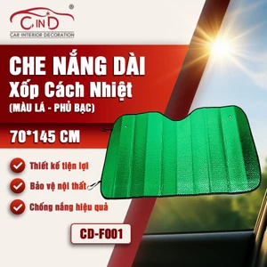 Tấm Che Nắng Ô Tô Xốp Cách Nhiệt Loại Dài Gấp Gọn Màu Lá Phủ Bạc Cho Kính Lái Và Kính Sau CIND CD-F001 (70x145cm)