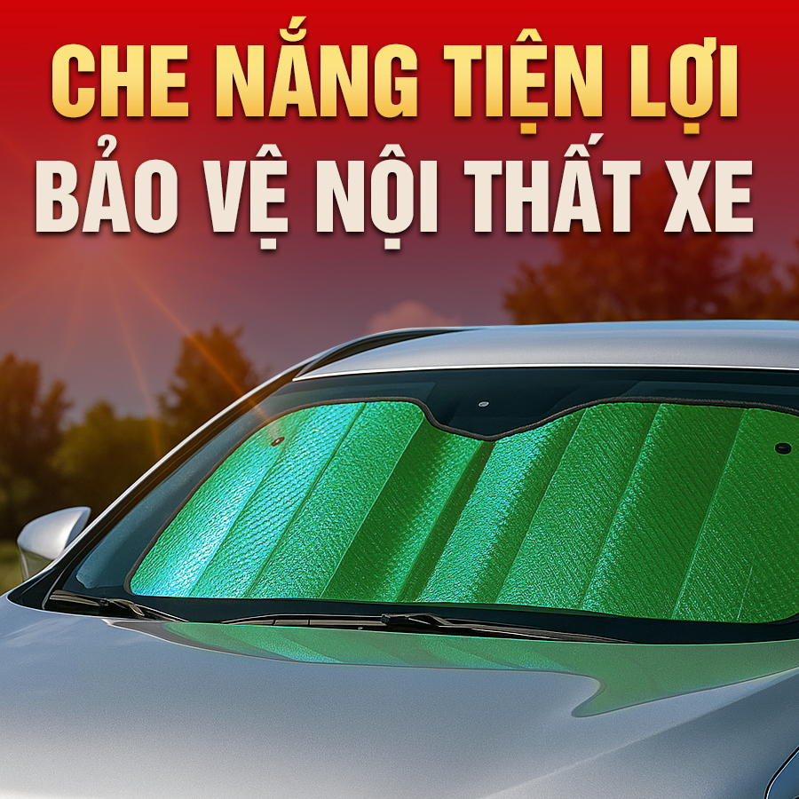 Tấm Che Nắng Ô Tô Xốp Cách Nhiệt Loại Ngắn Gấp Gọn Màu Lá Phủ Bạc Cho Kính Lái Và Kính Sau CIND CD-F002 (60x130cm)