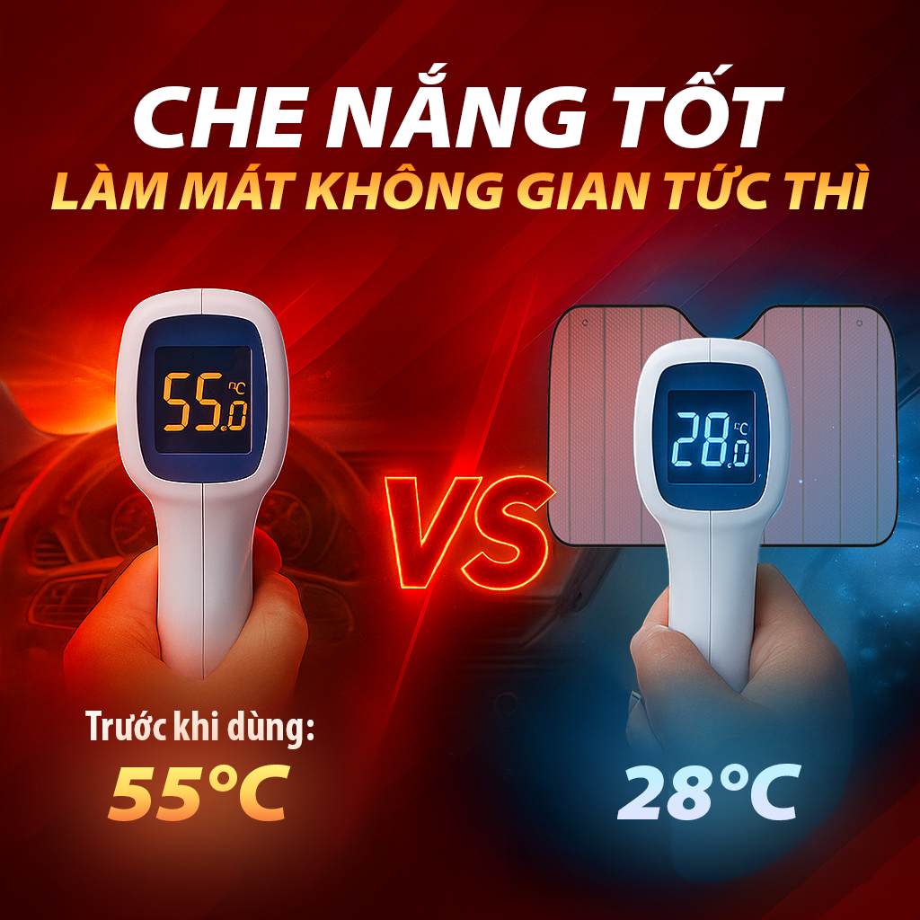Tấm Che Nắng Ô Tô Xốp Cách Nhiệt Loại Ngắn Gấp Gọn Màu Lá Phủ Bạc Cho Kính Lái Và Kính Sau CIND CD-F002 (60x130cm)