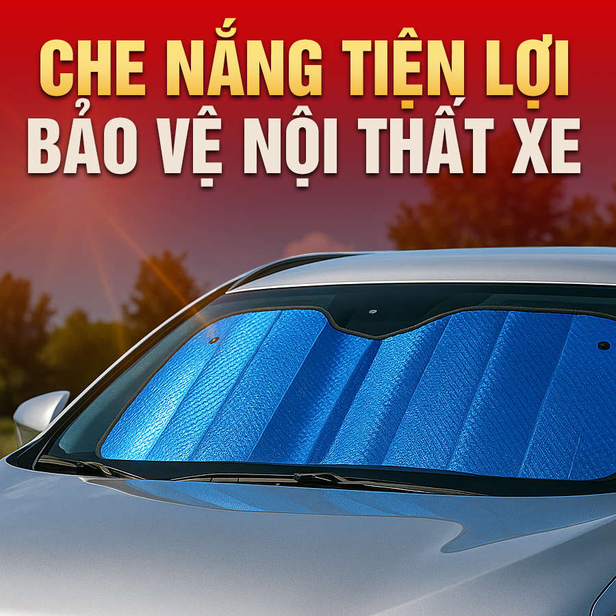 Tấm Che Nắng Ô Tô Xốp Cách Nhiệt Loại Dài Gấp Gọn Màu Lam Phủ Bạc Cho Kính Lái Và Kính Sau CIND CD-F001 (70x145cm)