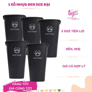 [5XODENDAI] - Xô nhựa đen chữ nhỏ đựng hoa, lá, decor nhà cửa, cửa hàng size đại (20x31.5x51cm)