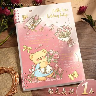 Sổ vở còng bìa lót chú Gấu với Hoa + Ruột Giấy BONZAI