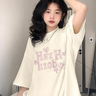 Áo Thun Cotton Tay Ngắn Dáng Rộng In Chữ Thời Trang Mùa Hè Hàng Mới Dành Cho Nữ