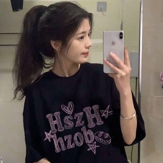 Áo Thun Cotton Tay Ngắn Dáng Rộng In Chữ Thời Trang Mùa Hè Hàng Mới Dành Cho Nữ
