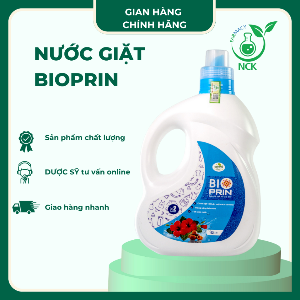 Nước Giặt Sinh Học Thảo Dược Bioprin - Trắng Sáng Bền Màu Vải, Làm Mềm Vải, Lưu Hương Lâu (Can 2L)