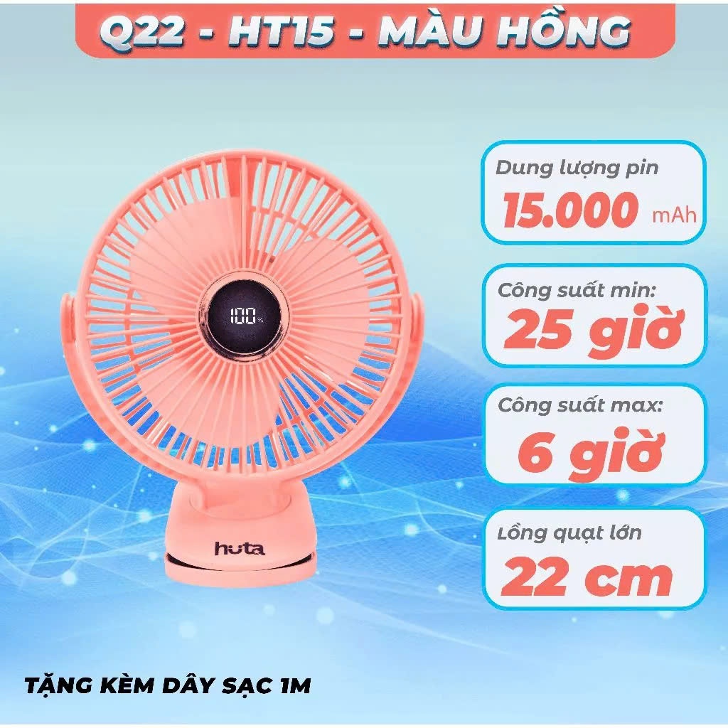 Quạt Tích Điện Kẹp Loại To HUTA Q22: Giải Pháp Mát Mẻ Cho Mùa Hè Này! - Chi tiết 3