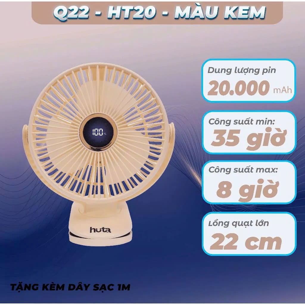 Quạt Tích Điện Kẹp Loại To HUTA Q22: Giải Pháp Mát Mẻ Cho Mùa Hè Này! - Chi tiết 4