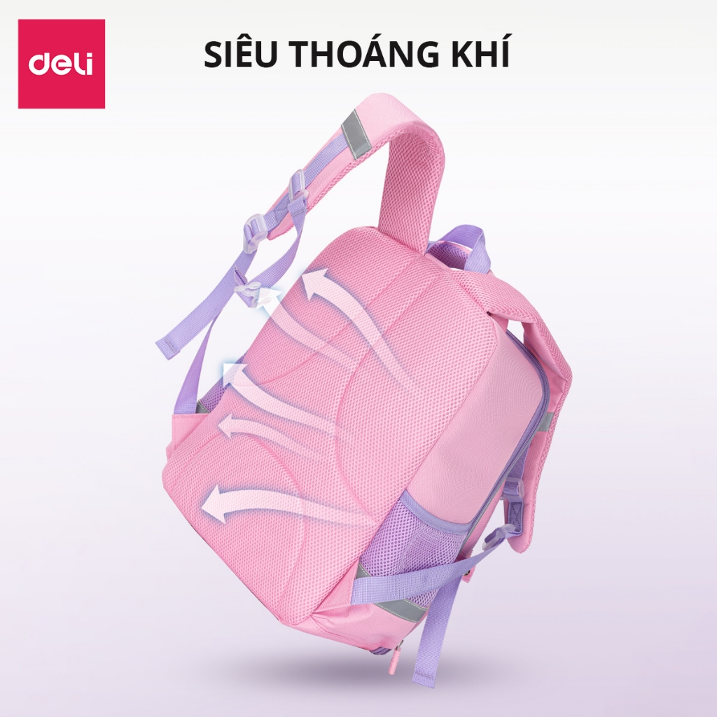 Balo Chống Gù Cao Cấp Deli - Cặp Chống Gù Cho Bé Tiểu Học Chất Bền Nhẹ Chống Thấm Nước Thoải Mái