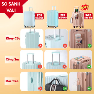 Vali Kéo Du Lịch Cao Cấp Kingsun Size 20/24/28 KS-219/302 Chất Liệu Nhựa ABS+PC Bảo hành 5 năm