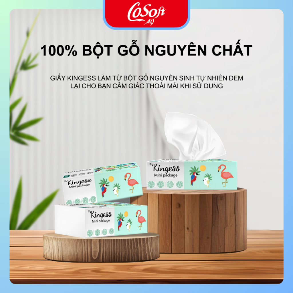 Khăn Giấy Rút Mini Kingess 300 Tờ – Giấy 3 Lớp Mềm Mại, An Toàn Cho Da – Combo 30 Gói Tiết Kiệm