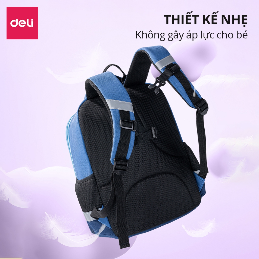 Balo Chống Gù Cao Cấp Deli  Cặp Chống Gù Cho Bé Tiểu Học, Chất Bền, Nhẹ, Chống Thấm Nước Thoải Mái