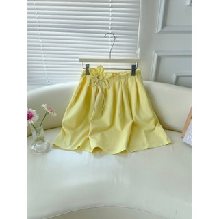 Chân váy lửng xòe đính hoa mùa hè 2 lớp ngang gối váy chữ A xếp ly phồng tự nhiên
