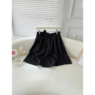 Chân váy lửng xòe đính hoa mùa hè 2 lớp ngang gối váy chữ A xếp ly phồng tự nhiên