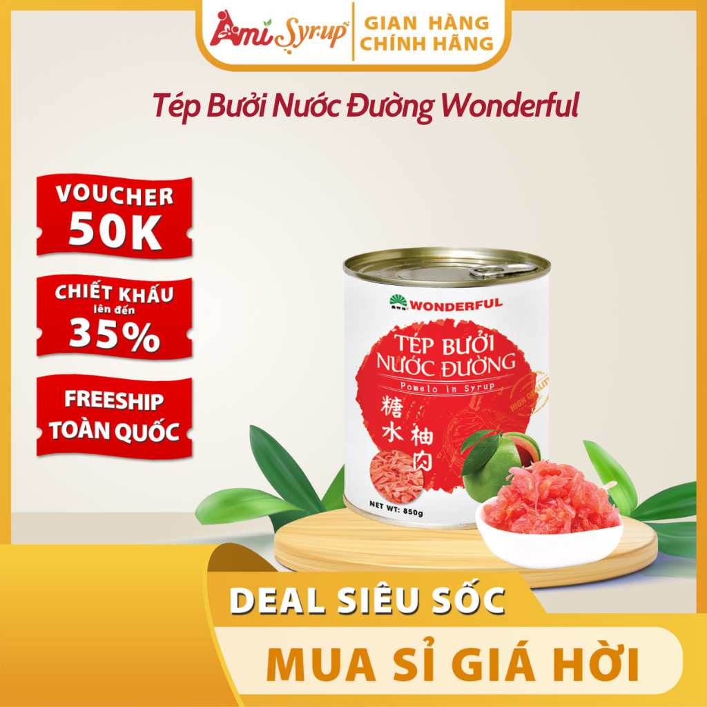 Tép Bưởi Nước Đường Wonderful -Hộp 870g, Tươi Ngon Làm Thức Uống Giải Nhiệt Mùa Hè