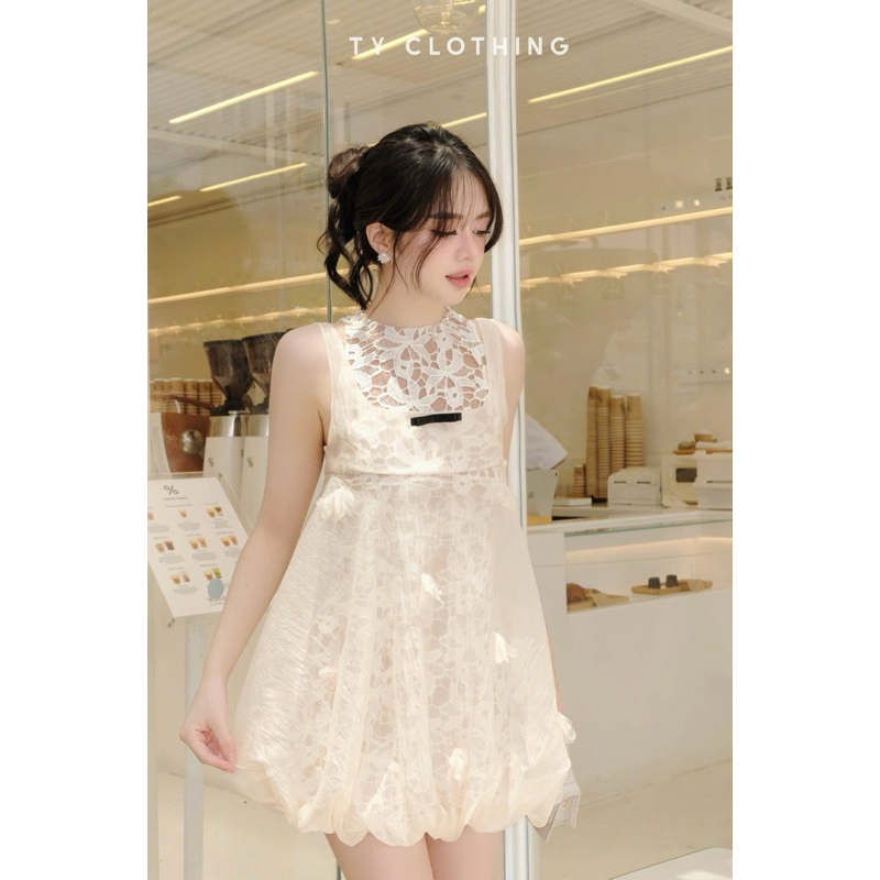 Váy Lưới BabyDoll -  Hàng Thiết Kế - Màu Nâu Be - TYCLOTHING