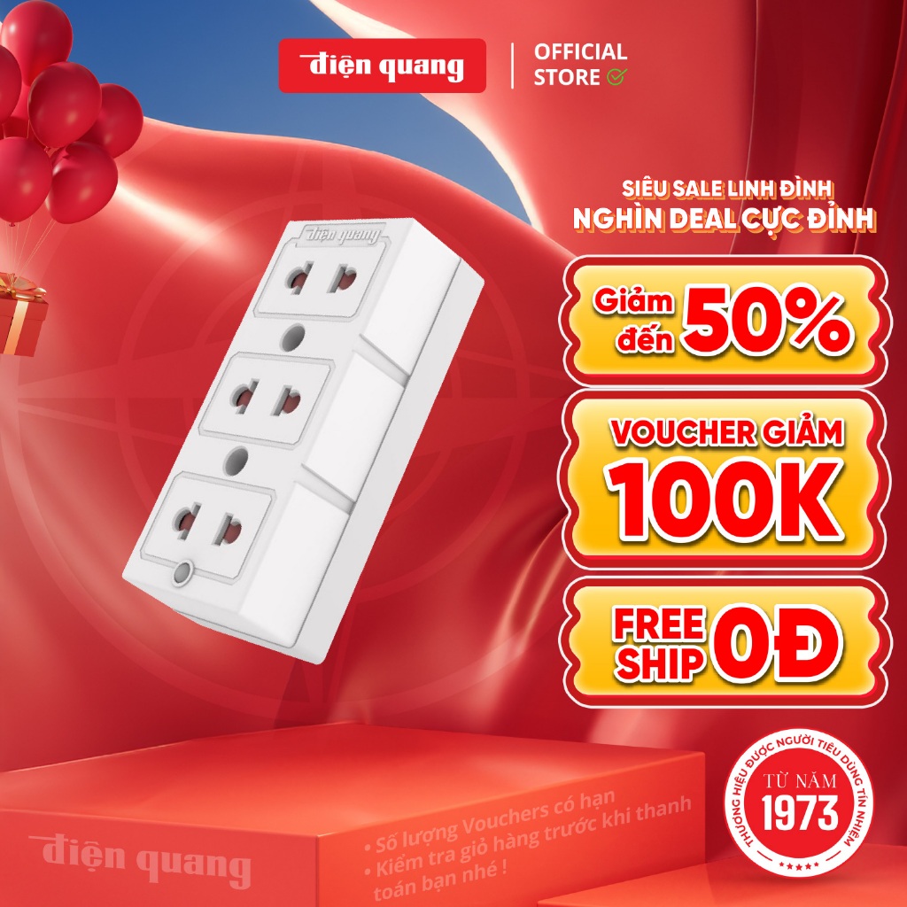 Ổ Cắm Điện Quang ĐQ ESK 32 SW 3 Lỗ 2 Chấu Có Nắp Che An Toàn Không Dây ...