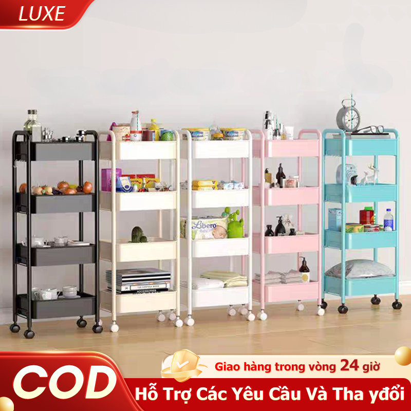 [100% Sắt] Xe Đẩy Spa Đa Năng Xe Kệ sắt Vật liệu thép carbon Có Bánh Xe đẩy đựng đồ