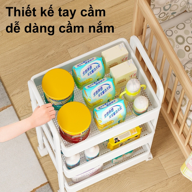 [100% Sắt] Xe Đẩy Spa Đa Năng Xe Kệ sắt Vật liệu thép carbon Có Bánh Xe đẩy đựng đồ