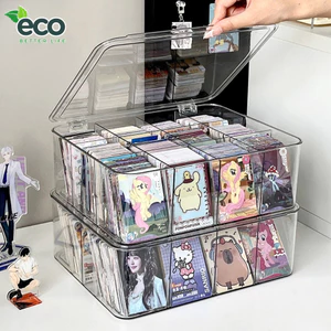 Hộp Lưu Trữ Để Bàn Trong Suốt Có Nắp Đậy Chống Bụi, Hộp Đựng Mỹ Phẩm, Văn Phòng Phẩm Decor Bàn Học