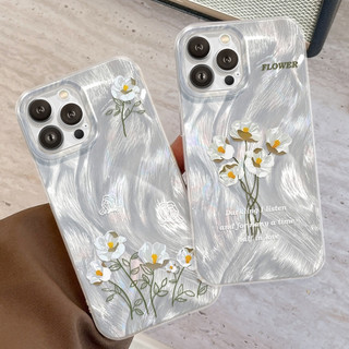 Ốp Lưng iPhone Silicon Hoa Trắng Ánh Bạc, Chống Sốc, Bảo Vệ Camera- iP 7/8/X/XS/XR/11/12/13/14/15/16/17/Plus/Air/Pro/Max