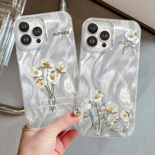 Ốp Lưng iPhone Silicon Hoa Trắng Ánh Bạc, Chống Sốc, Bảo Vệ Camera- iP 7/8/X/XS/XR/11/12/13/14/15/16/17/Plus/Air/Pro/Max