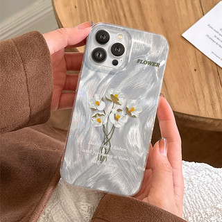 Ốp Lưng iPhone Silicon Hoa Trắng Ánh Bạc, Chống Sốc, Bảo Vệ Camera- iP 7/8/X/XS/XR/11/12/13/14/15/16/17/Plus/Air/Pro/Max