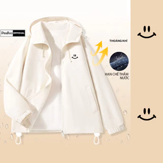 Áo Khoác Gió Nam Nữ Mũ Cao Cấp 2 Lớp PEABOO BST01 In Hình Chống Nước Chống Nắng Form Rộng Kiểu Dáng Unisex