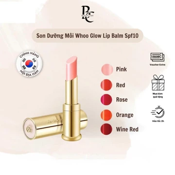 Son Dưỡng Môi Whoo Glow Lip Balm Spf10 3.3g Tách Set Son Dưỡng Ẩm Có Màu Giảm Thâm Môi