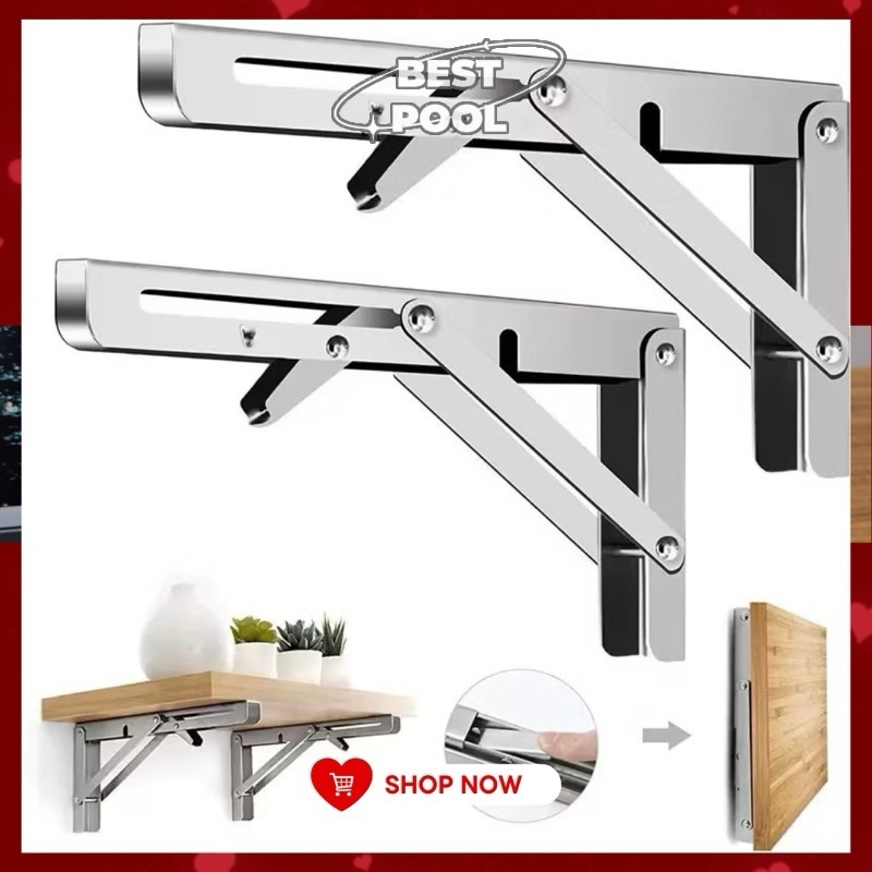 Bản lề gập thông minh bằng inox, Ke đỡ bàn gấp gọn, Ke chữ L gập gắn tường [1 cặp]-BESTPOOL | BigBuy360 - bigbuy360.vn