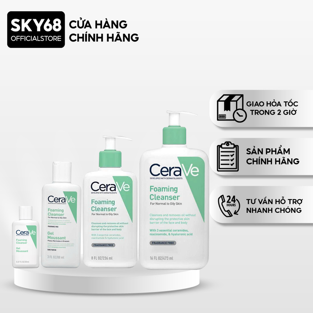 Sữa Rửa Mặt Cerave giúp làm sạch sâu dành cho da dầu, da khô nhạy cảm ...