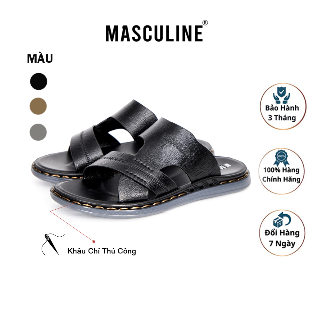 Dép da nam cao cấp MASCULINE, Dép trung chính hãng, thiết kế lịch lãm đẳng cấp phái mạnh - MDC501