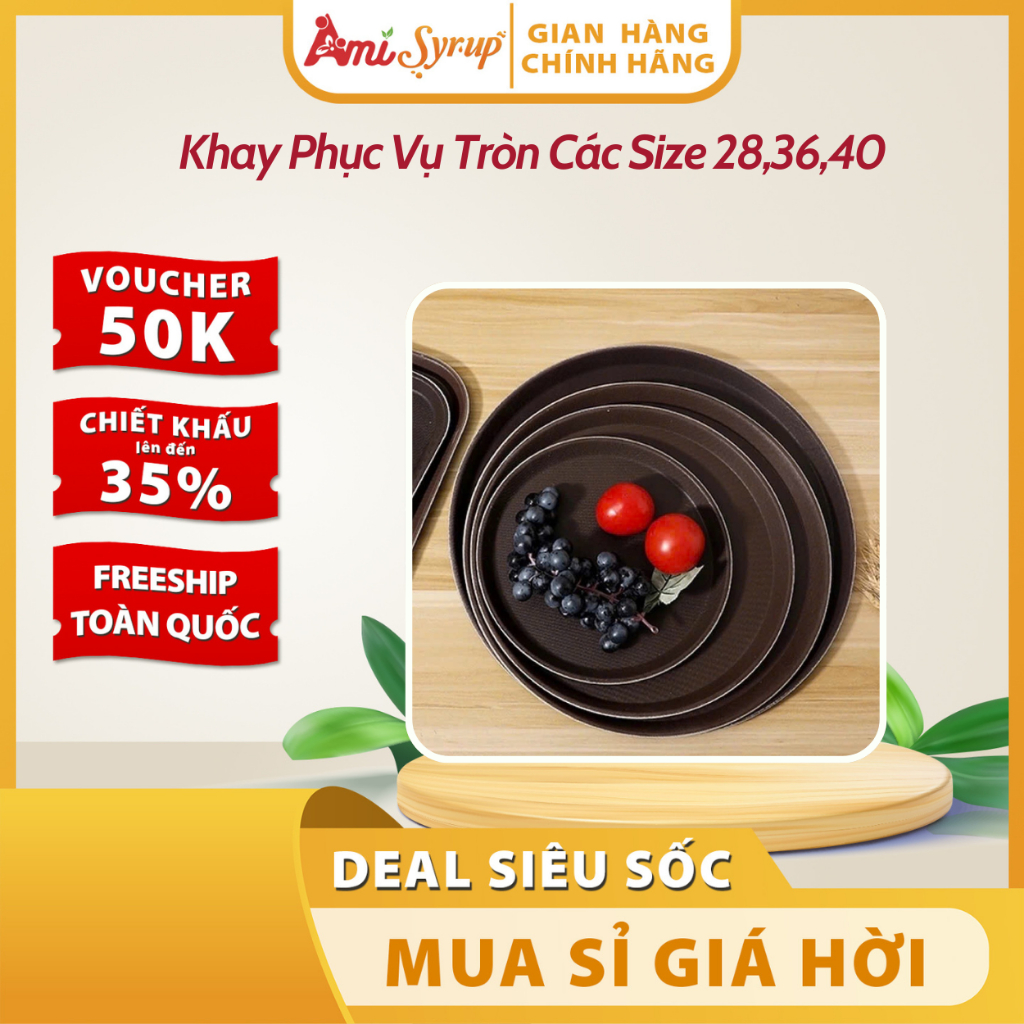 Khay Phục Vụ Tròn Các Size 28,36,40 – Chống Trượt, Sang Trọng, Dễ Dùng