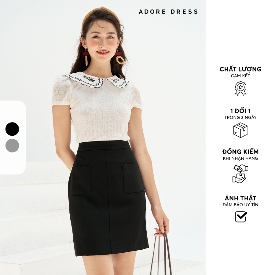 511SK0018 - Chân váy mini túi ốp basic 2 màu ADORE DRESS