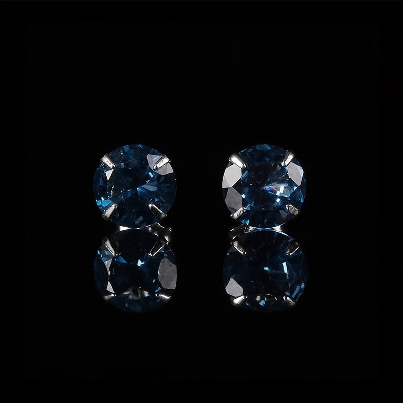 Khuyên tai nam nữ bạc 925 ổ đá màu xanh dương nhiều size Birthstone (1 chiếc) | GEMY SILVER KN110 - XANHDUONG