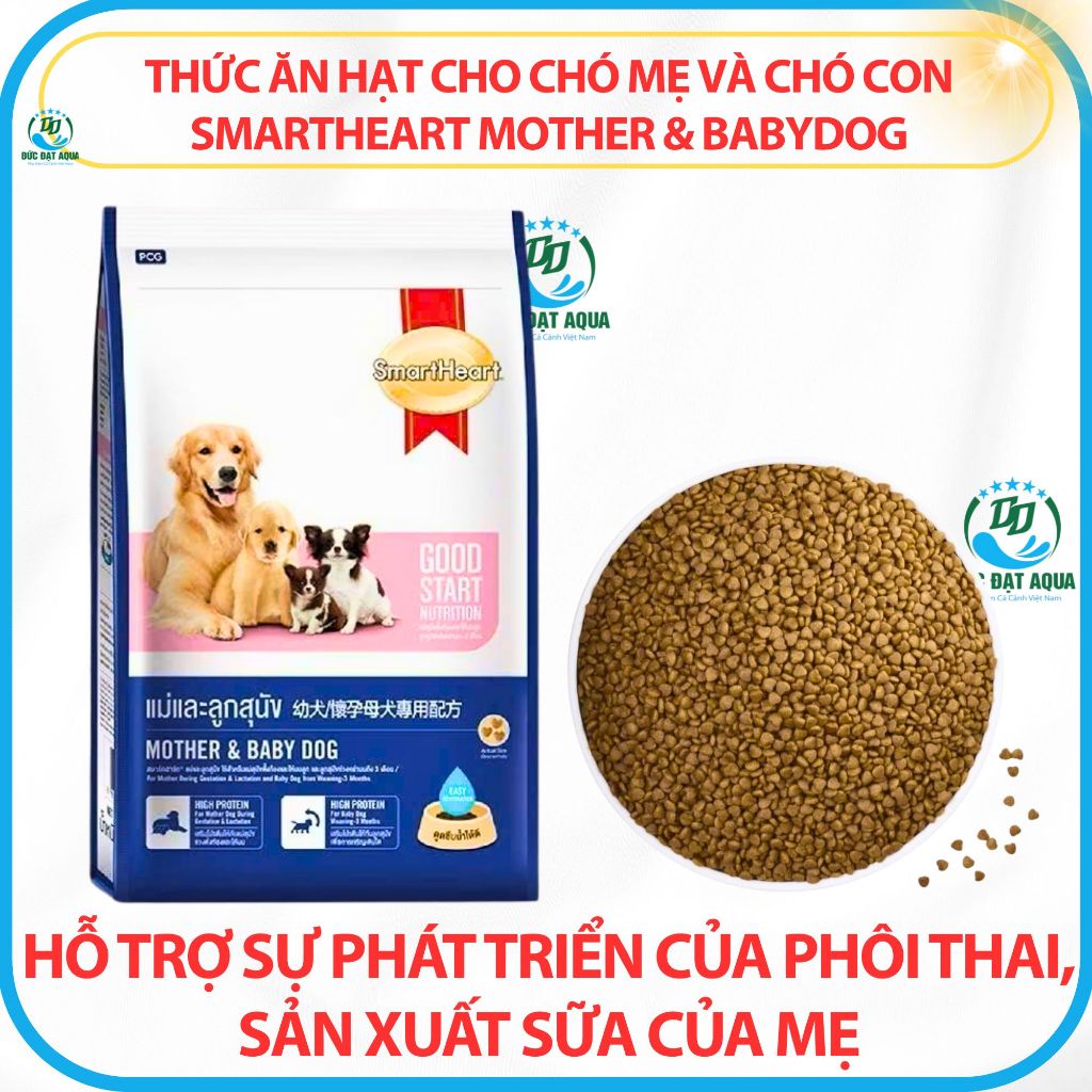 Thức ăn hạt cho chó mẹ và chó con Smartheart Mother & Babydog 1,3kg hàng nhập thái lan