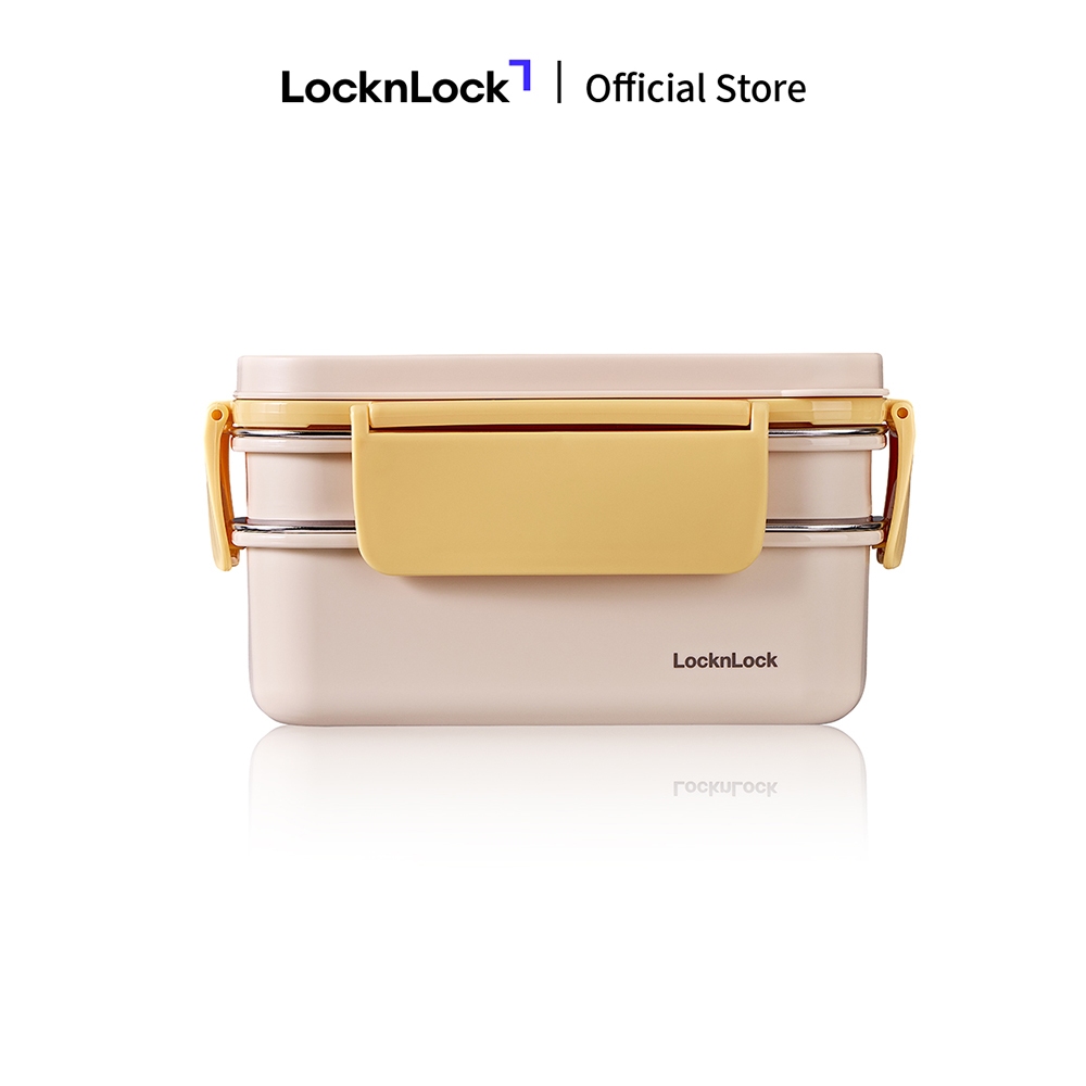 Hộp cơm inox 2 tầng LocknLock STS 2 Tier Lunchbox LCB500 dung tích 1.6L có chia ngăn thép không gỉ - 2 màu | BigBuy360 - bigbuy360.vn