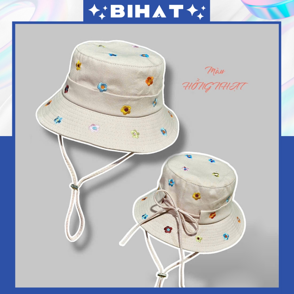 Mũ Bucket Tua Rua có đính hột thêu hoa, NÓN BUCKET Mũ tai bèo chống ...
