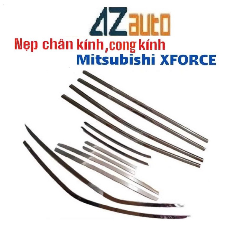 Bộ ốp nẹp viền chân Kính + cong kính inox Xe #Mitsubishi Xforce đời 2024 2025 mới (Hàng cao cấp)