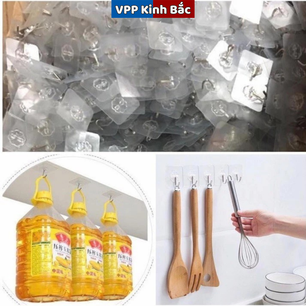Combo 20 cái móc dán tường chịu lực trong suốt, móc treo đồ siêu dính đa năng, tiện lợi