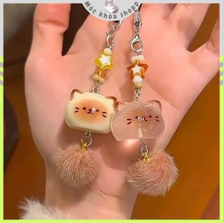 Móc Khóa Mèo Dễ Thương Có Bông Lông Xù – Móc Khóa Đôi Mini Xinh Xắn