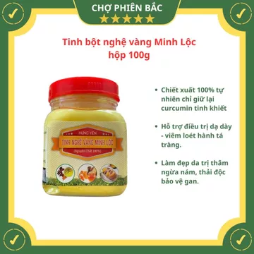 Tinh Bột Nghệ, Tinh Nghệ Vàng Minh Lộc Nguyên Chất 100% Hộp 100g