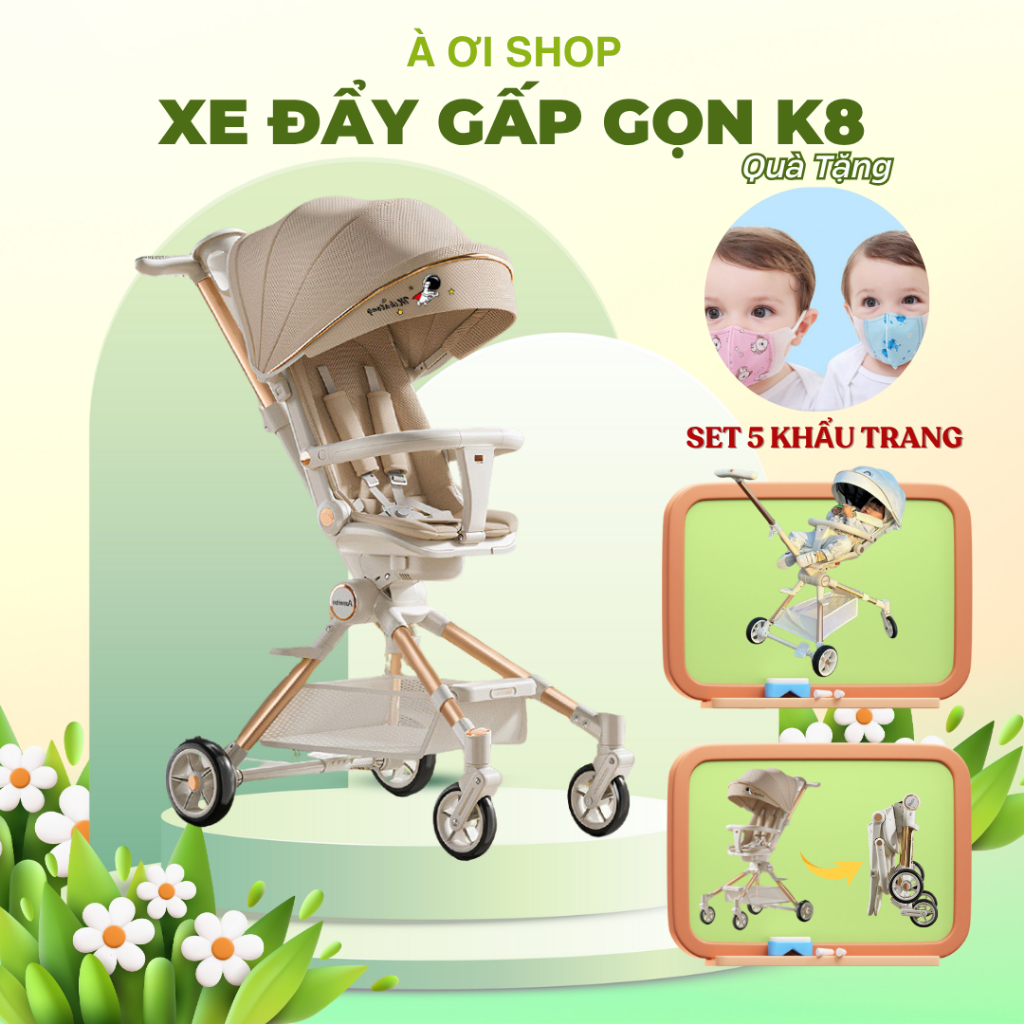(Hỏa tốc HCM) Xe đẩy cho bé gấp gọn K8 mẫu mới có BÀN ĂN và NHẠC cho bé xe đẩy 2 chiều gấp gọn tiện lợi