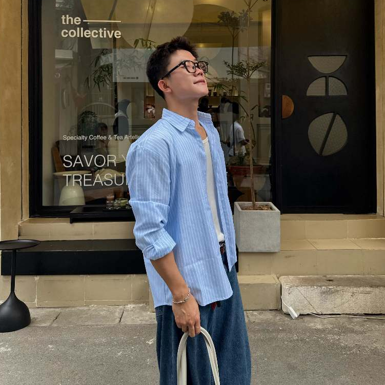 Áo Sơ Mi Nam Dài Tay Cổ Bẻ Cao Cấp Kẻ Sọc Vải Oxford Phom Rộng Thời Trang Halley A88