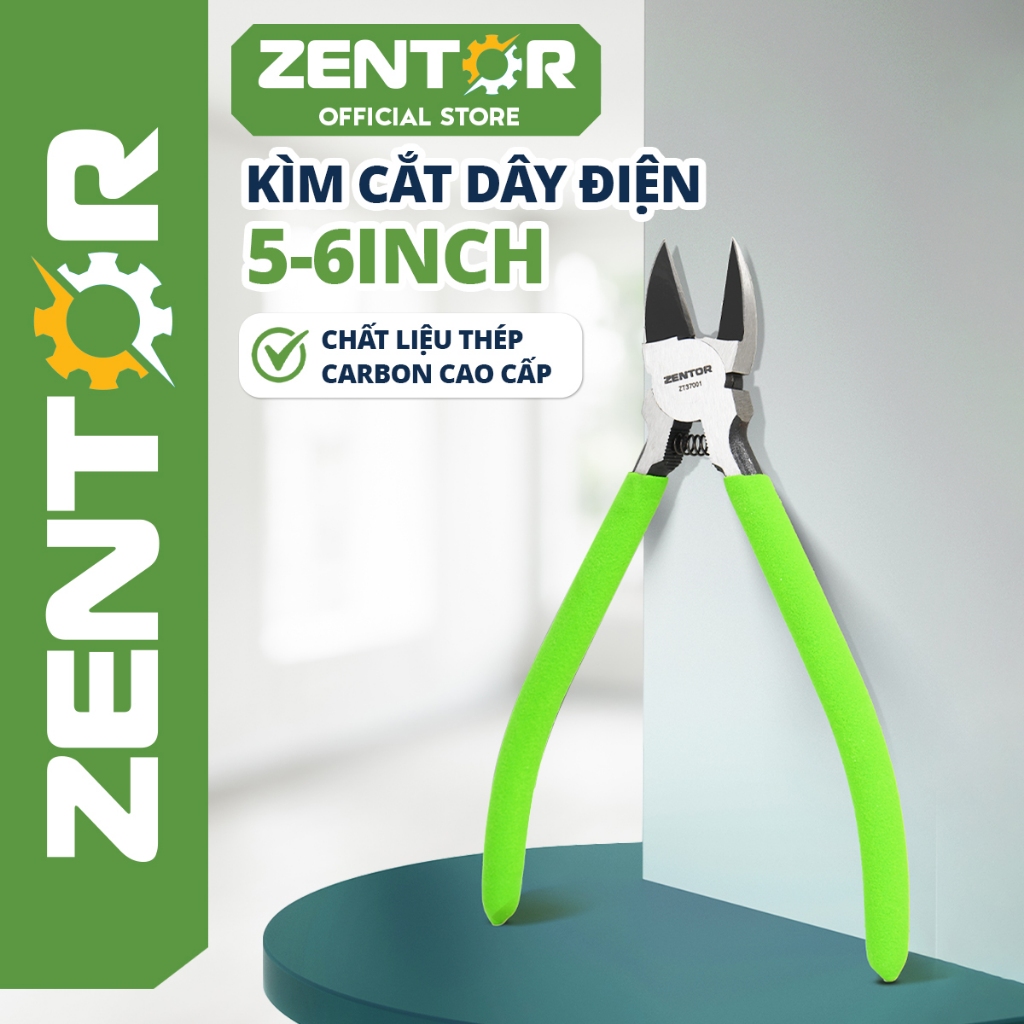 Kìm cắt dây điện 6 inch hãng Zentor - Chất liệu thép Cr-V chống hoen gỉ - Lò xo trợ lực