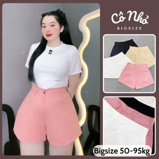 Quần Đùi Kaki Bigsize Nữ Lưng Cao Ống Rộng Cá Tính Cho Nàng Chubby 50-95kg Q531