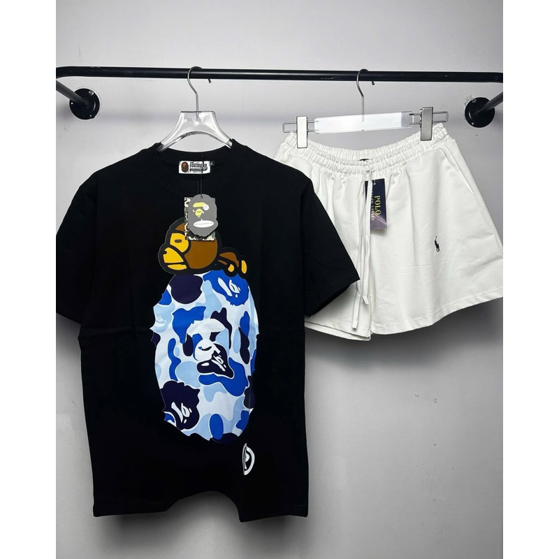 [Tổng Hợp] Mẫu Áo Thun Bape Vải Cotton 2 Chiều Dày Dặn Form Rộng Unisex Nam Nữ