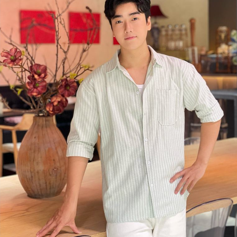 Áo Sơ Mi Nam Kẻ Xanh Dài Tay Oxford Cao Cấp Thời Trang Đi Biển Dạo Phố Đẹp Halley A88